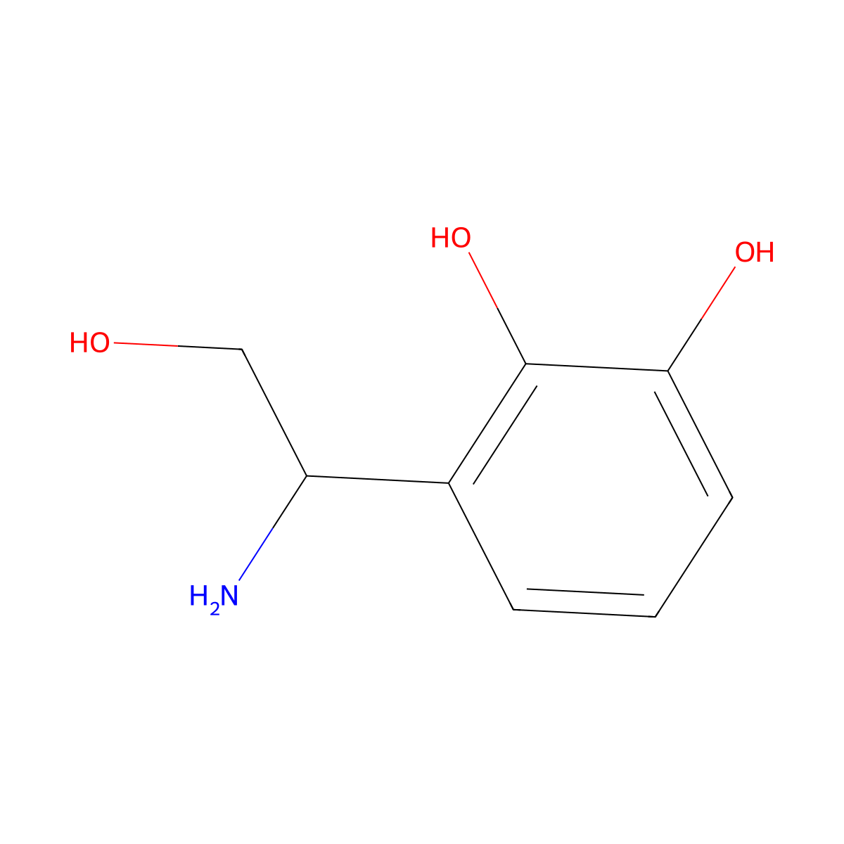 3-[(1R)-1-Amino-2-hydroxyethyl]benzene-1,2-diol molecular structure, CAS 1212965-50-8