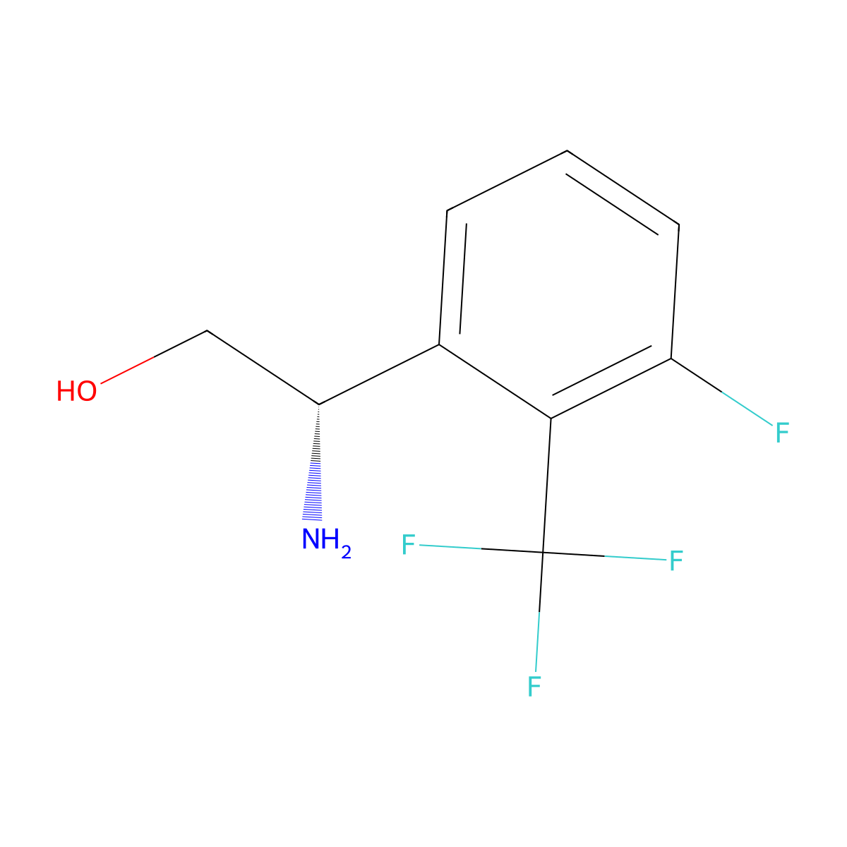 (S)-2-Amino-2-(3-fluoro-2-(trifluoromethyl)phenyl)ethan-1-ol molecular structure, CAS 1212967-19-5