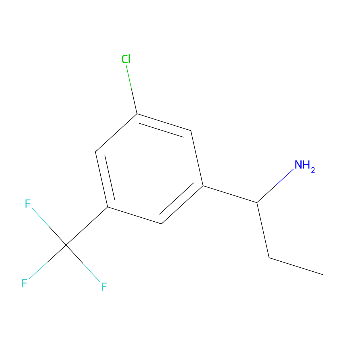(S)-1-(3-Chloro-5-(trifluoromethyl)phenyl)propan-1-amine molecular structure, CAS 1212968-44-9