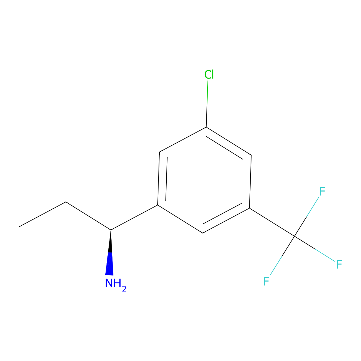 (S)-1-(3-Chloro-5-(trifluoromethyl)phenyl)propan-1-amine molecular structure, CAS 1212968-44-9