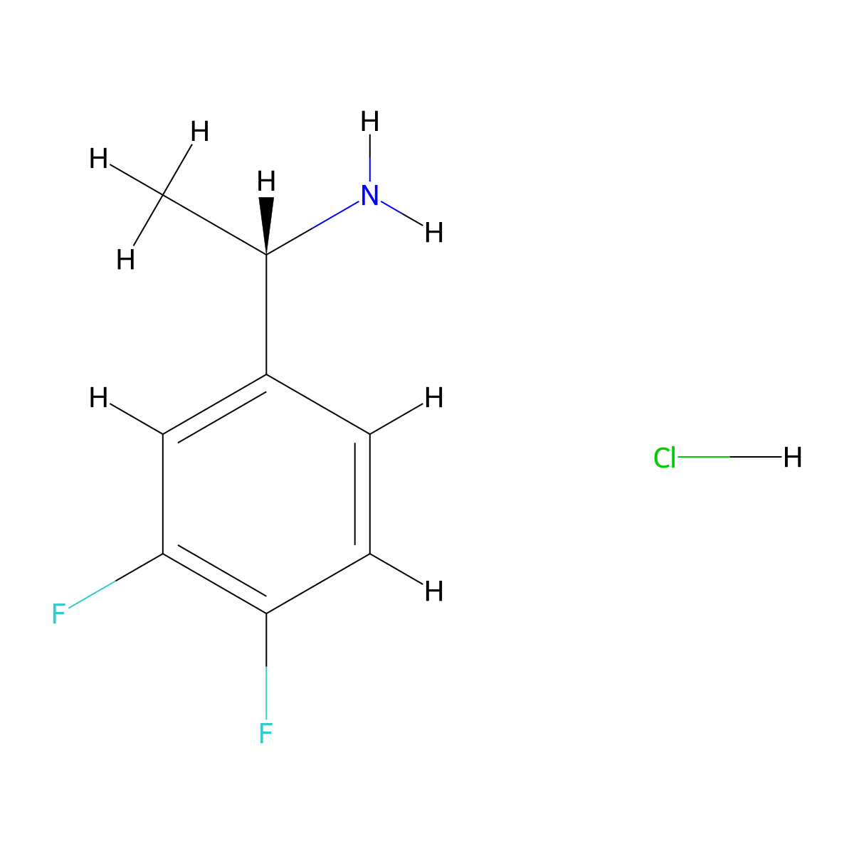(1S)-1-(3,4-difluorophenyl)ethan-1-amine hydrochloride molecular structure, CAS 1212972-48-9