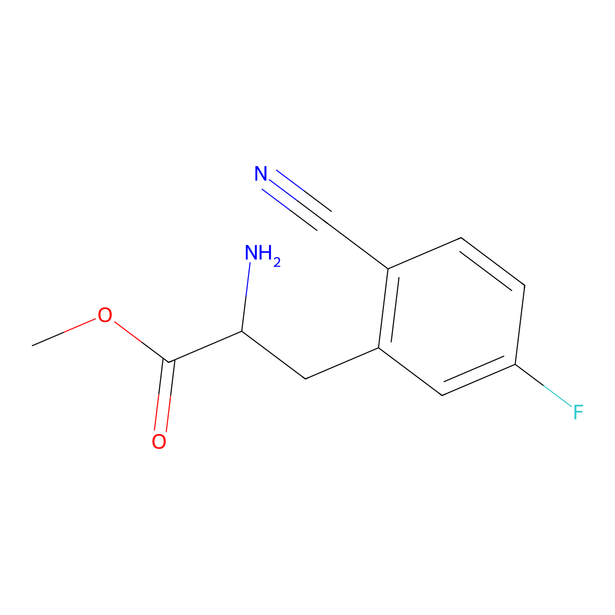 Methyl 2-cyano-5-fluoro-L-phenylalaninate molecular structure, CAS 1212974-30-5