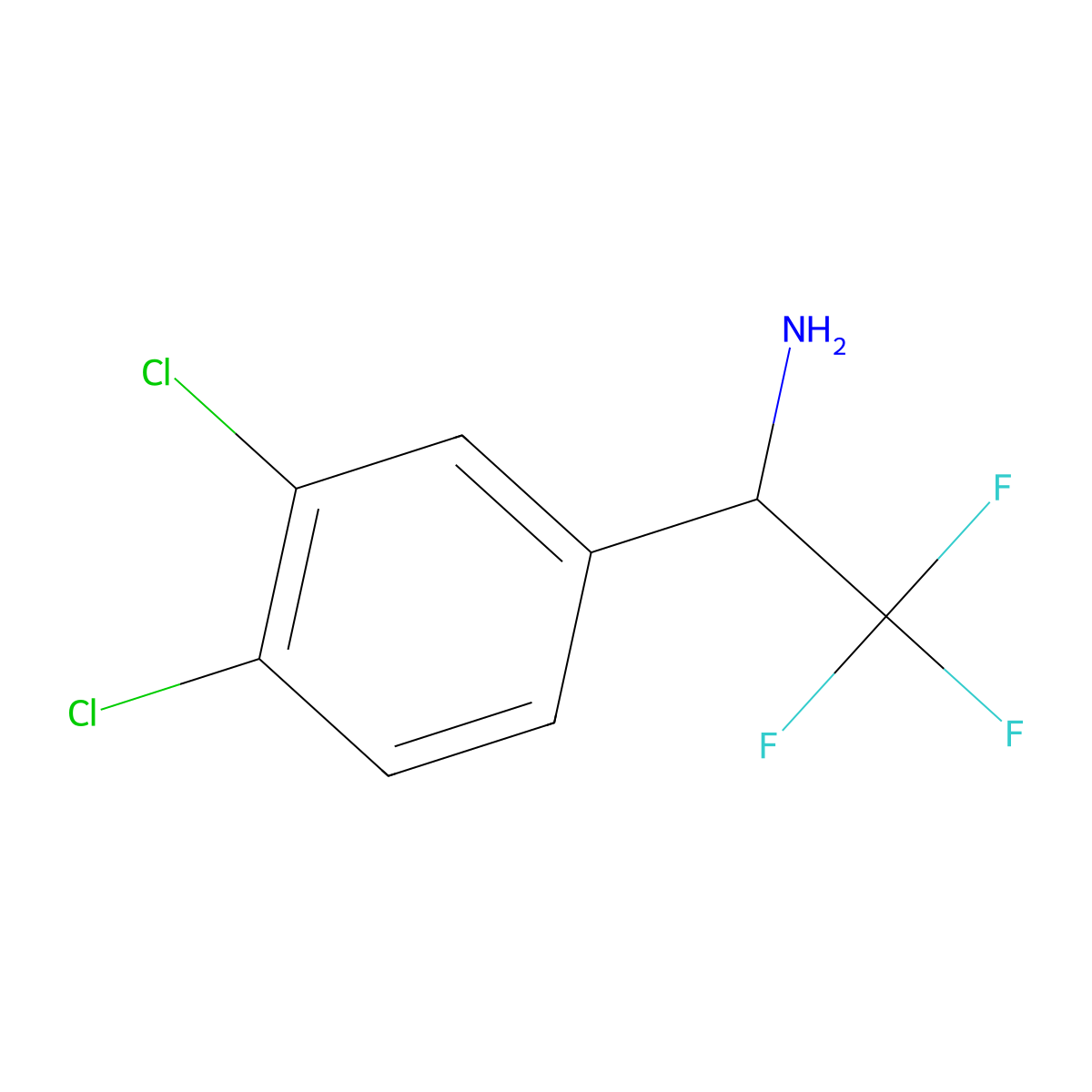 (1R)-1-(3,4-Dichlorophenyl)-2,2,2-trifluoroethylamine molecular structure, CAS 1212977-57-5