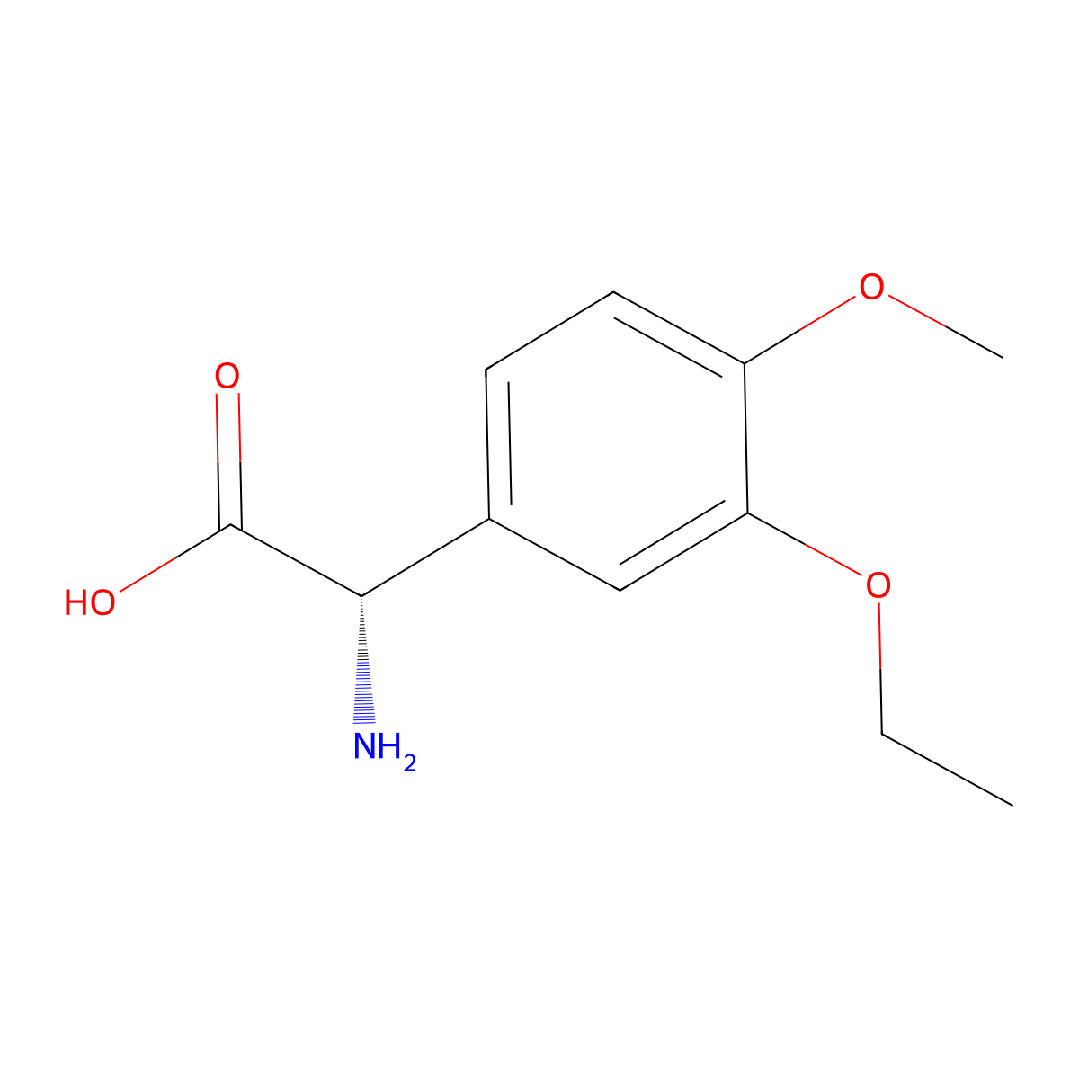 (S)-2-Amino-2-(3-ethoxy-4-methoxyphenyl)acetic acid molecular structure, CAS 1212977-59-7