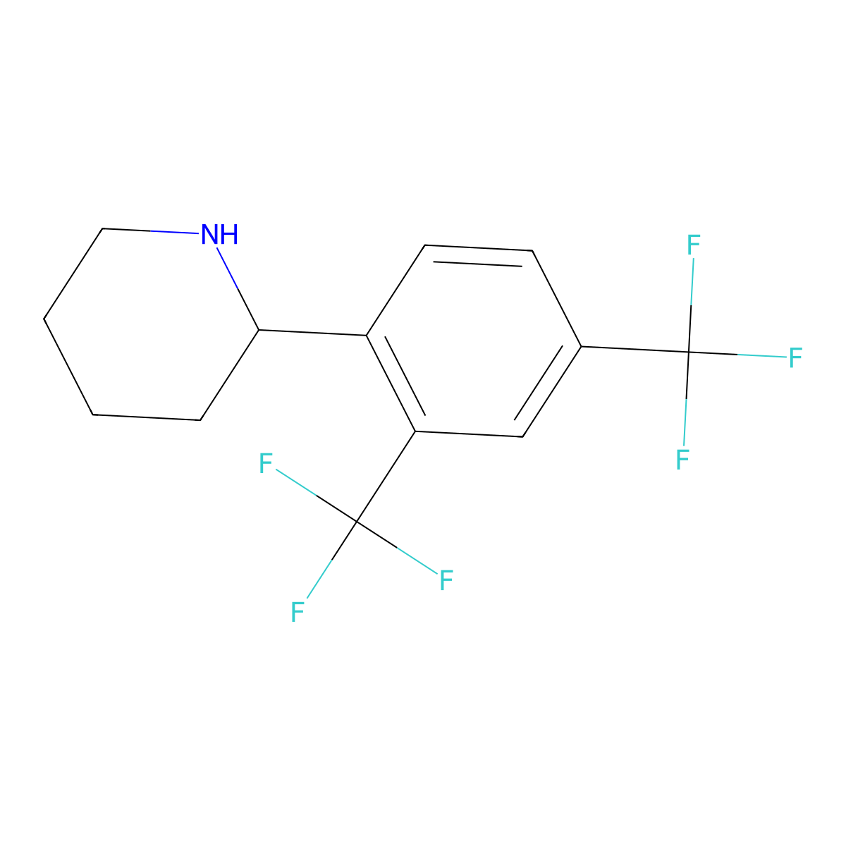 (R)-2-(2,4-Bis(trifluoromethyl)phenyl)piperidine molecular structure, CAS 1212980-61-4