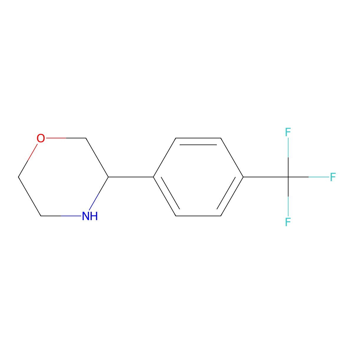 (3R)-3-[4-(trifluoromethyl)phenyl]morpholine molecular structure, CAS 1212984-30-9