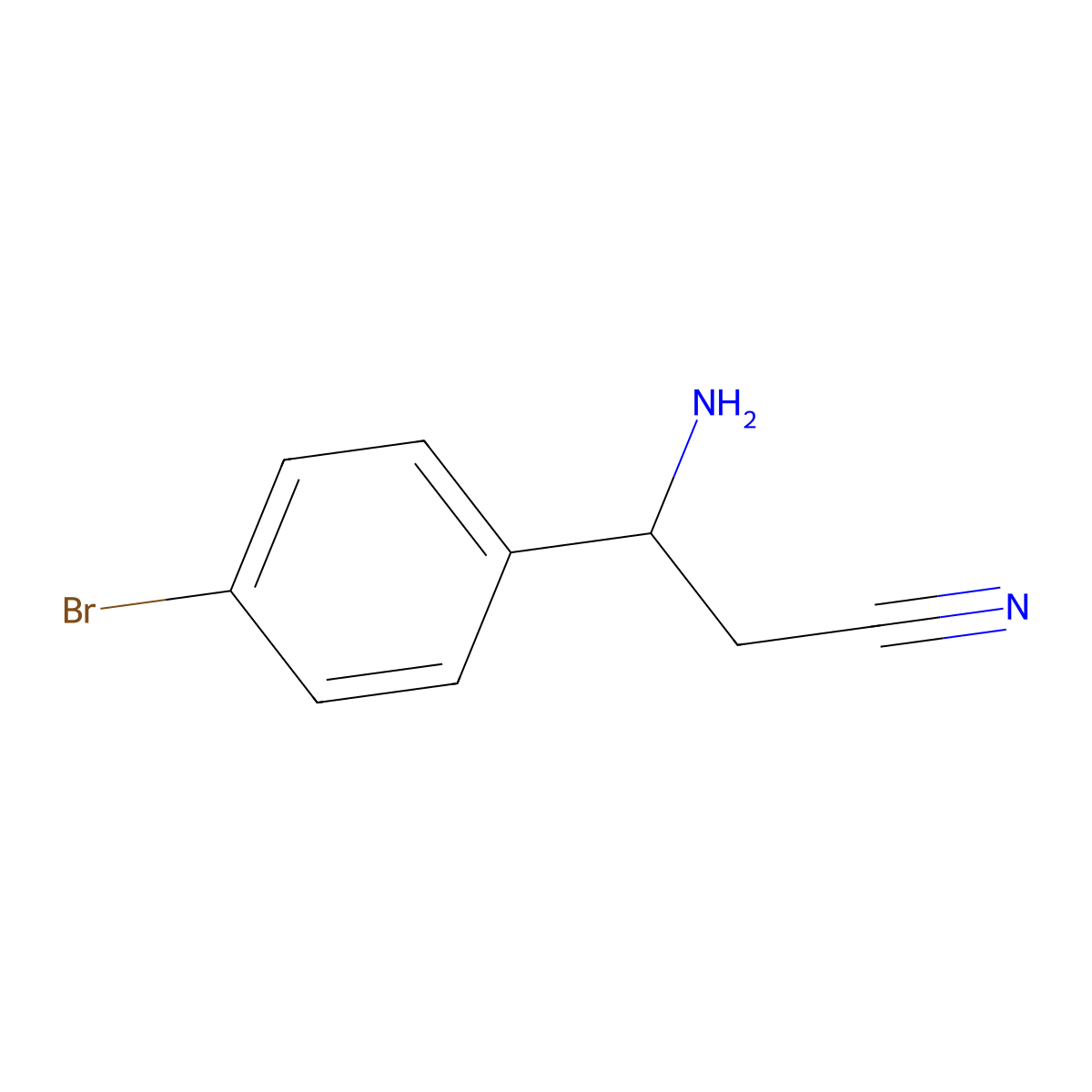 (R)-3-Amino-3-(4-bromophenyl)propanenitrile molecular structure, CAS 1212985-72-2