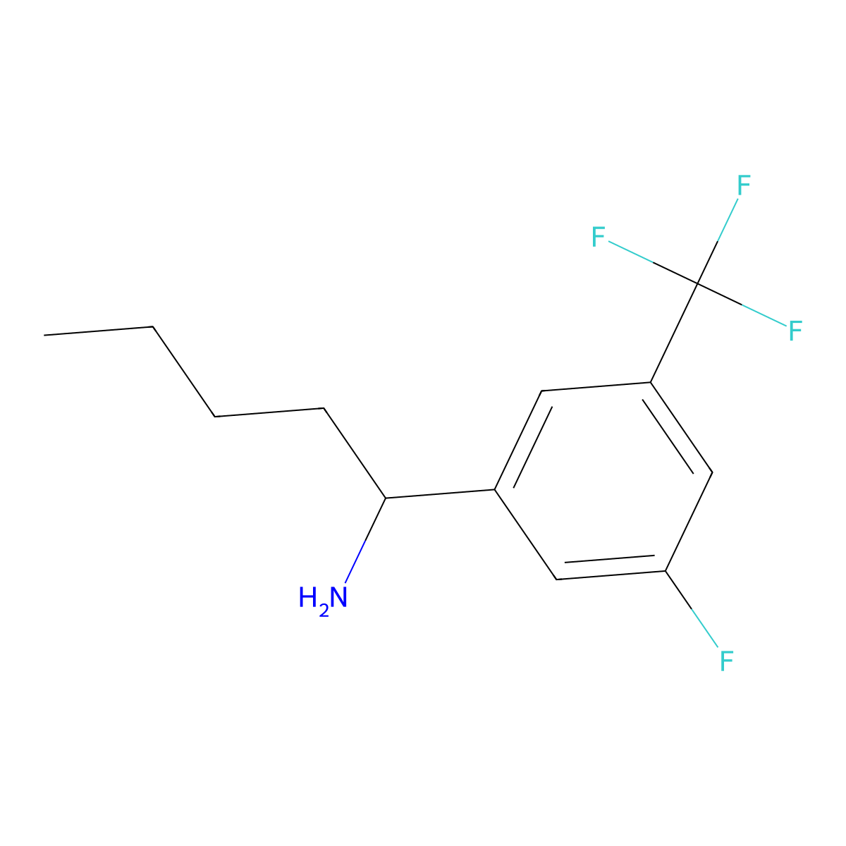 (R)-1-(3-Fluoro-5-(trifluoromethyl)phenyl)pentan-1-amine molecular structure, CAS 1212986-11-2