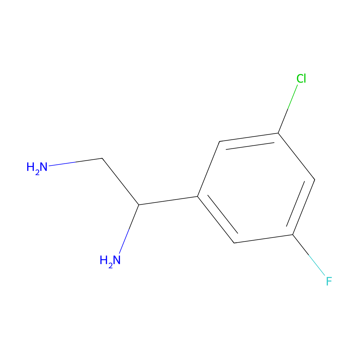 (1S)-1-(3-Chloro-5-fluoro-phenyl)ethane-1,2-diamine molecular structure, CAS 1212986-39-4