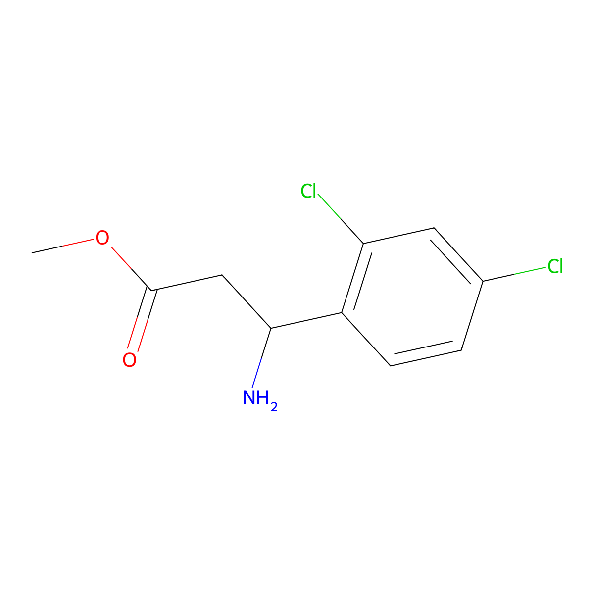Methyl (R)-3-amino-3-(2,4-dichlorophenyl)propanoate molecular structure, CAS 1212989-20-2