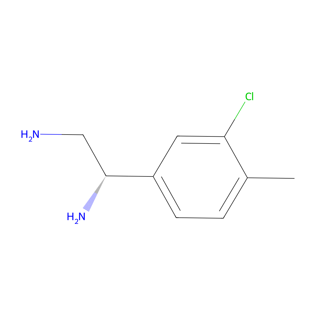 (1S)-1-(3-chloro-4-methylphenyl)ethane-1,2-diamine molecular structure, CAS 1212990-10-7