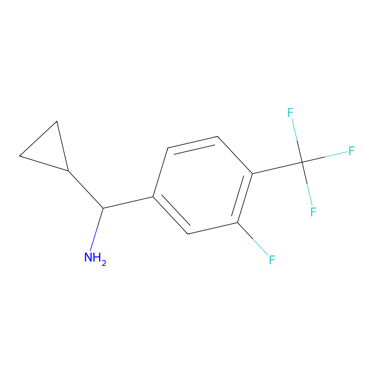 (R)-Cyclopropyl(3-fluoro-4-(trifluoromethyl)phenyl)methanamine molecular structure, CAS 1212990-11-8