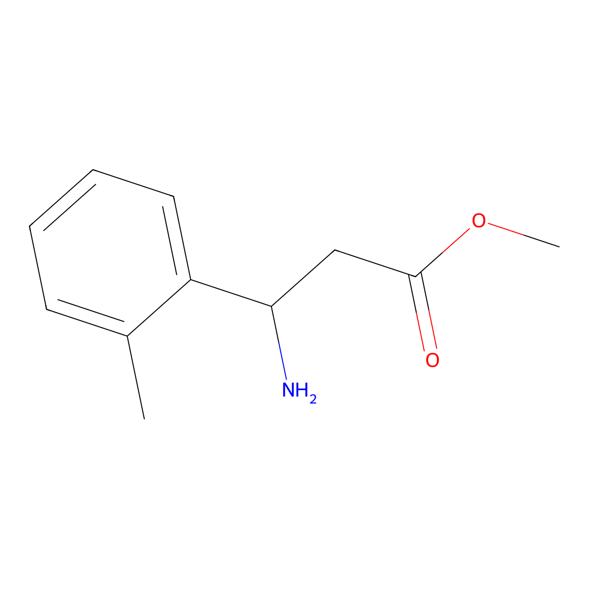 Methyl (3S)-3-amino-3-(2-methylphenyl)propanoate molecular structure, CAS 1212991-83-7