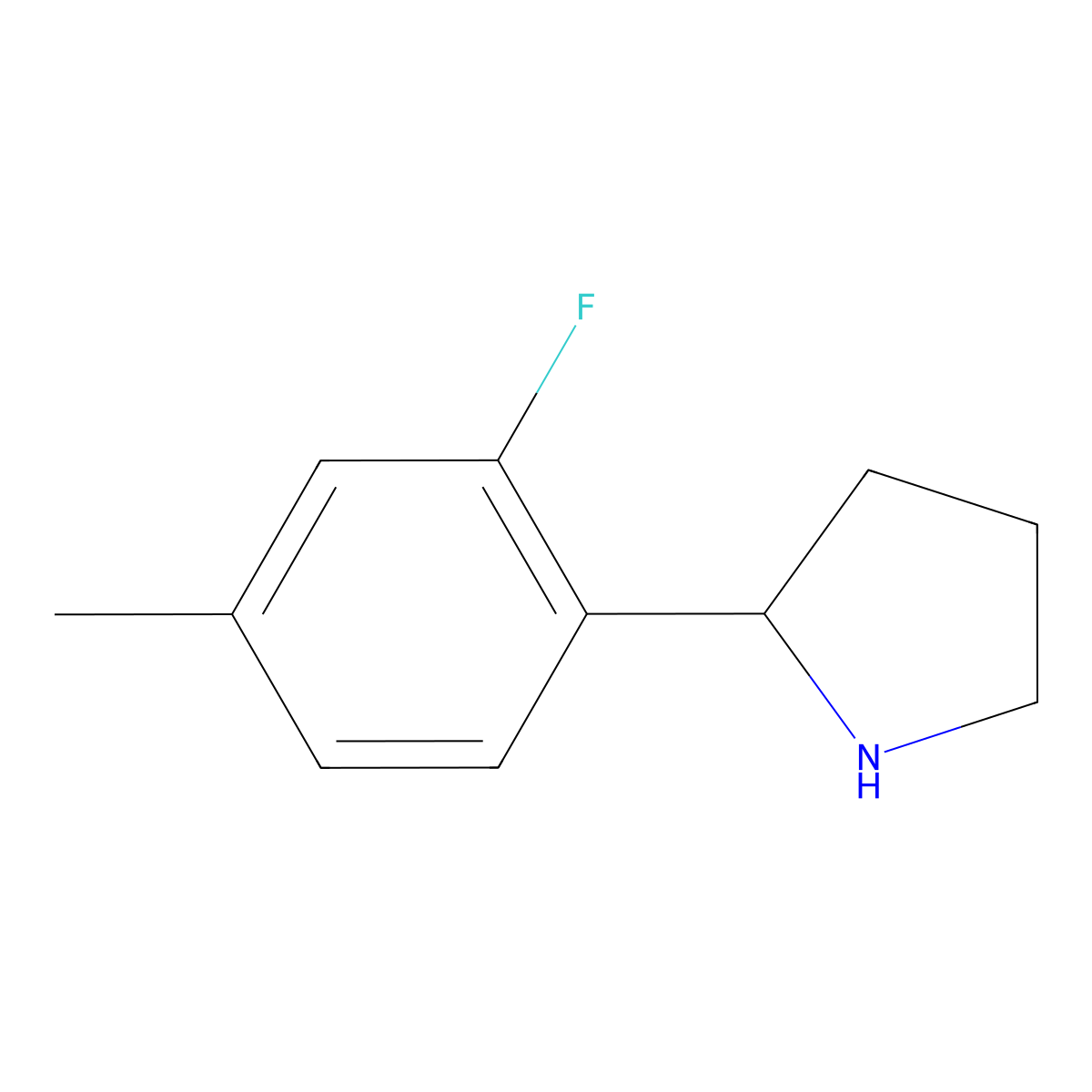 (R)-2-(2-Fluoro-4-methylphenyl)pyrrolidine molecular structure, CAS 1212992-33-0