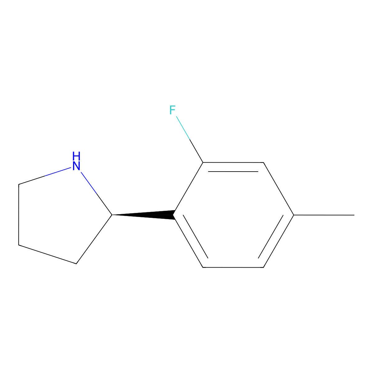 (R)-2-(2-Fluoro-4-methylphenyl)pyrrolidine molecular structure, CAS 1212992-33-0