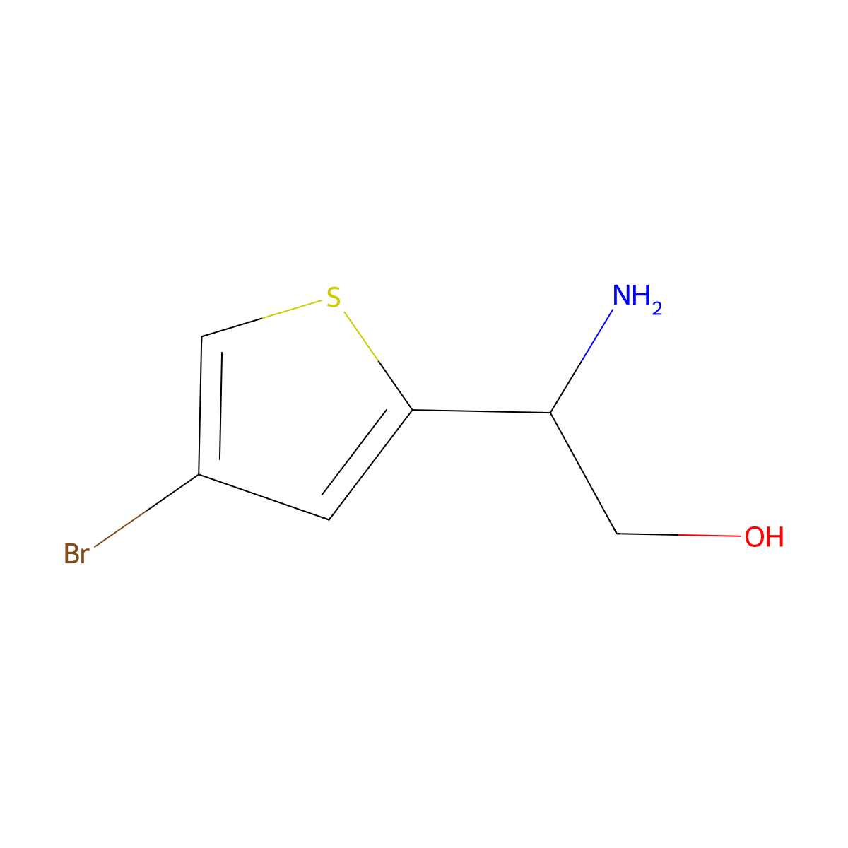 (2S)-2-amino-2-(4-bromothiophen-2-yl)ethan-1-ol molecular structure, CAS 1212996-70-7