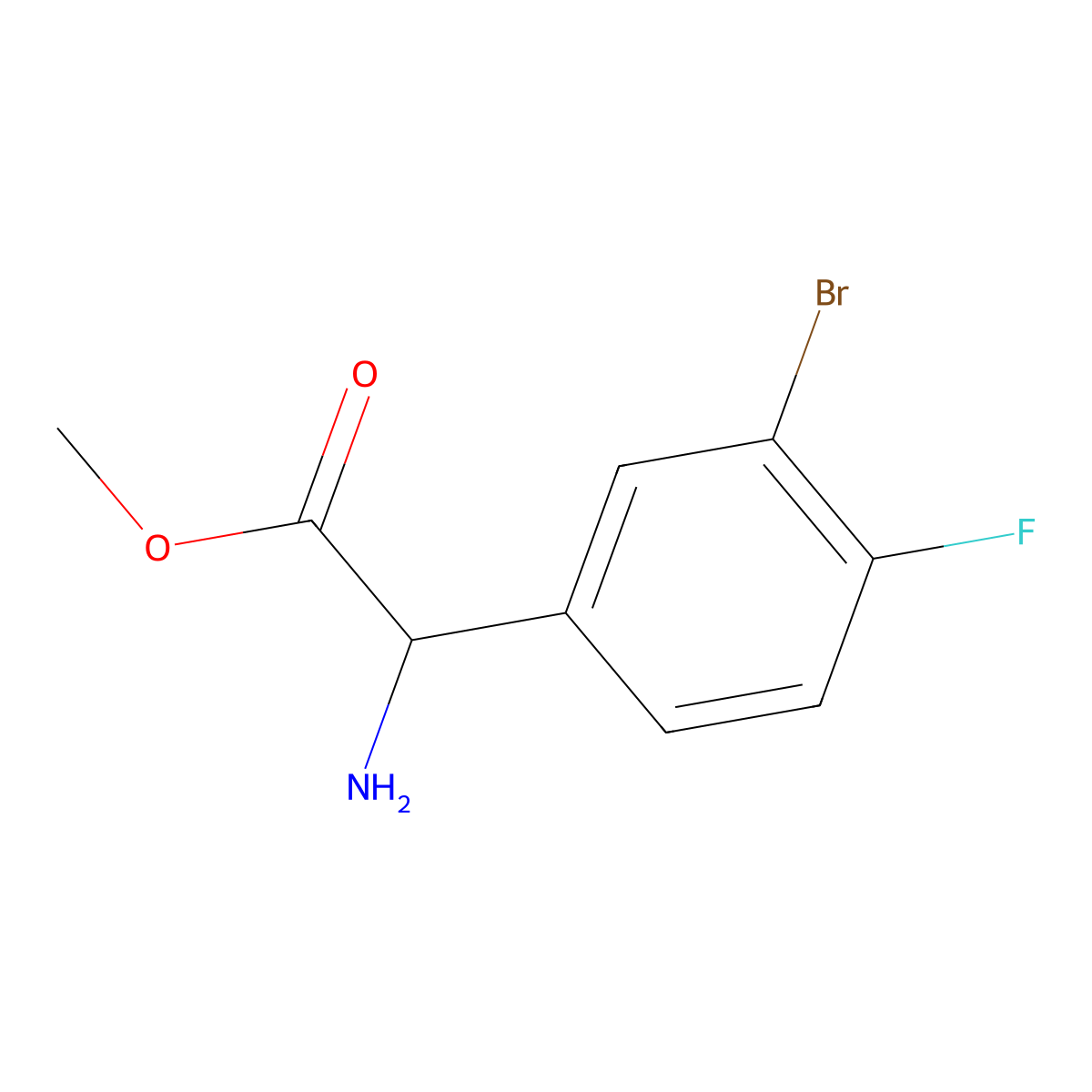 Methyl (S)-2-amino-2-(3-bromo-4-fluorophenyl)acetate molecular structure, CAS 1212998-32-7
