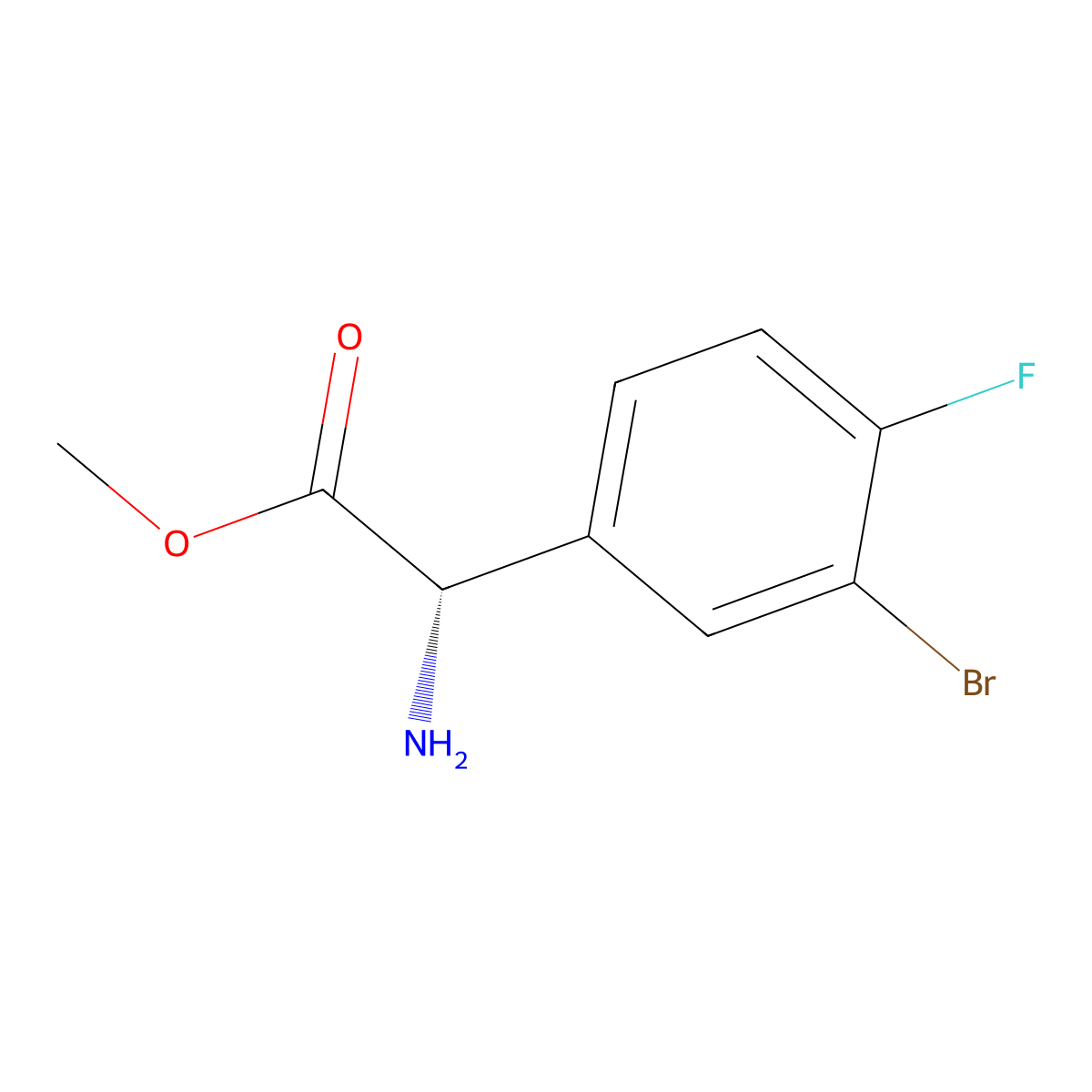 Methyl (S)-2-amino-2-(3-bromo-4-fluorophenyl)acetate molecular structure, CAS 1212998-32-7