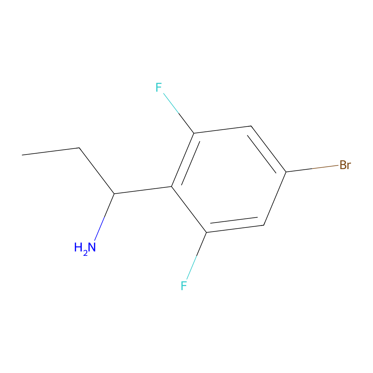 (R)-1-(4-Bromo-2,6-difluorophenyl)propan-1-amine molecular structure, CAS 1212999-07-9