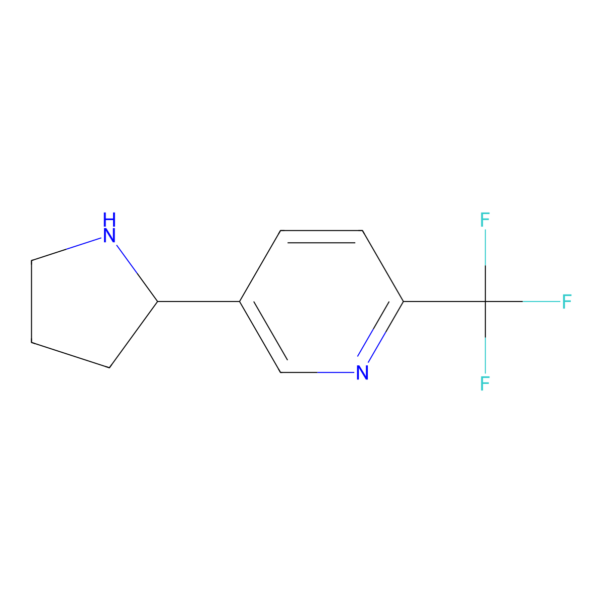 (R)-5-(Pyrrolidin-2-yl)-2-(trifluoromethyl)pyridine molecular structure, CAS 1212999-63-7