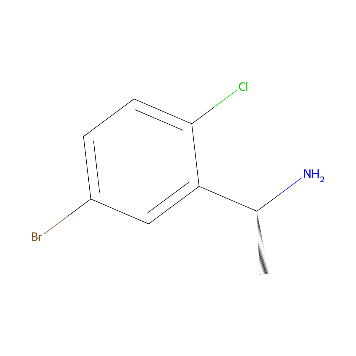 (1R)-1-(5-bromo-2-chlorophenyl)ethan-1-amine molecular structure, CAS 1212999-85-3