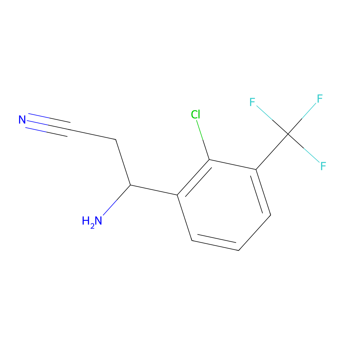 (3R)-3-Amino-3-[2-chloro-3-(trifluoromethyl)phenyl]propanenitrile molecular structure, CAS 1213001-79-6