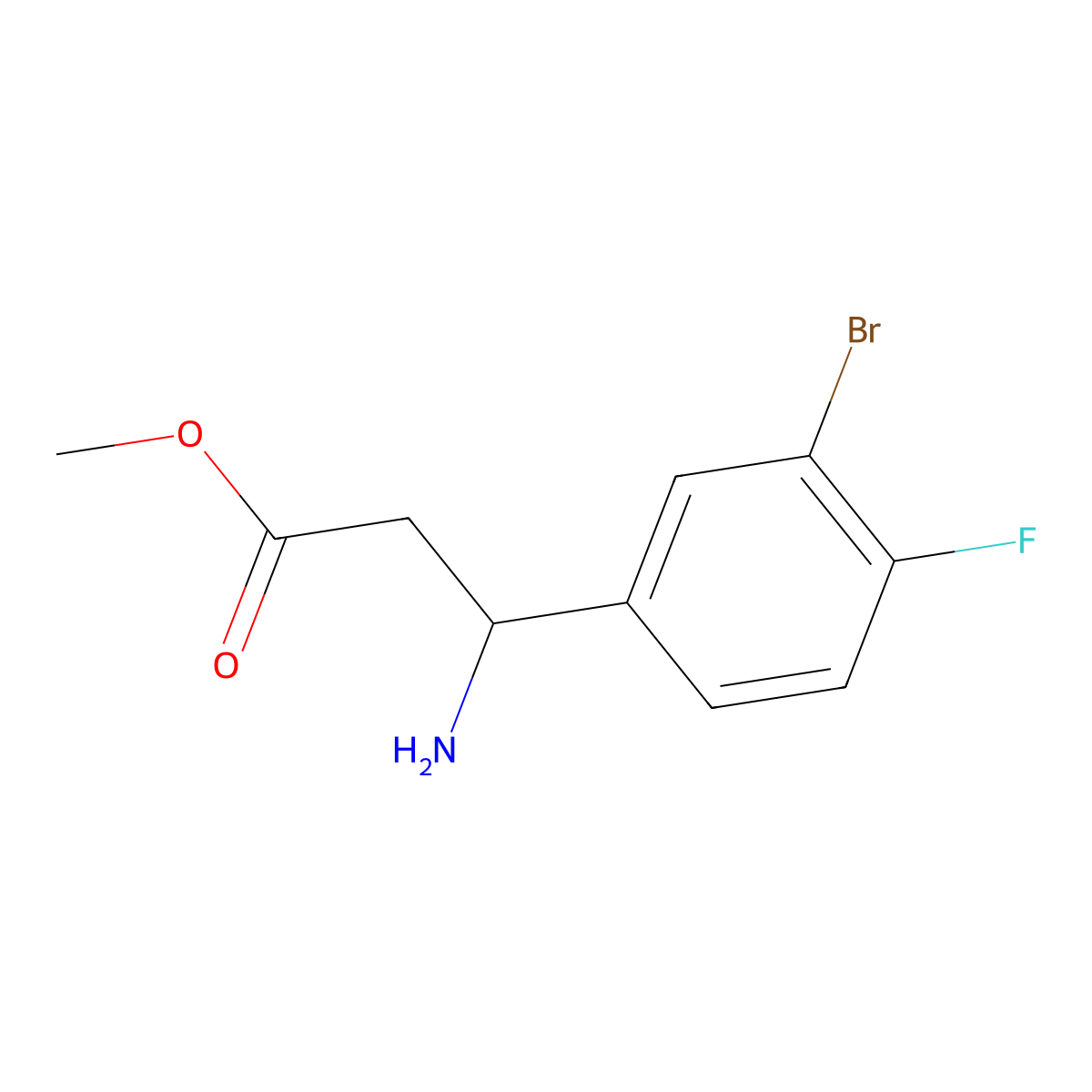 methyl (3S)-3-amino-3-(3-bromo-4-fluorophenyl)propanoate molecular structure, CAS 1213003-94-1