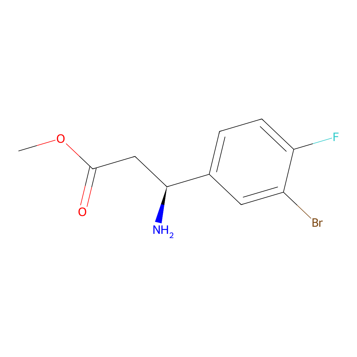 methyl (3S)-3-amino-3-(3-bromo-4-fluorophenyl)propanoate molecular structure, CAS 1213003-94-1