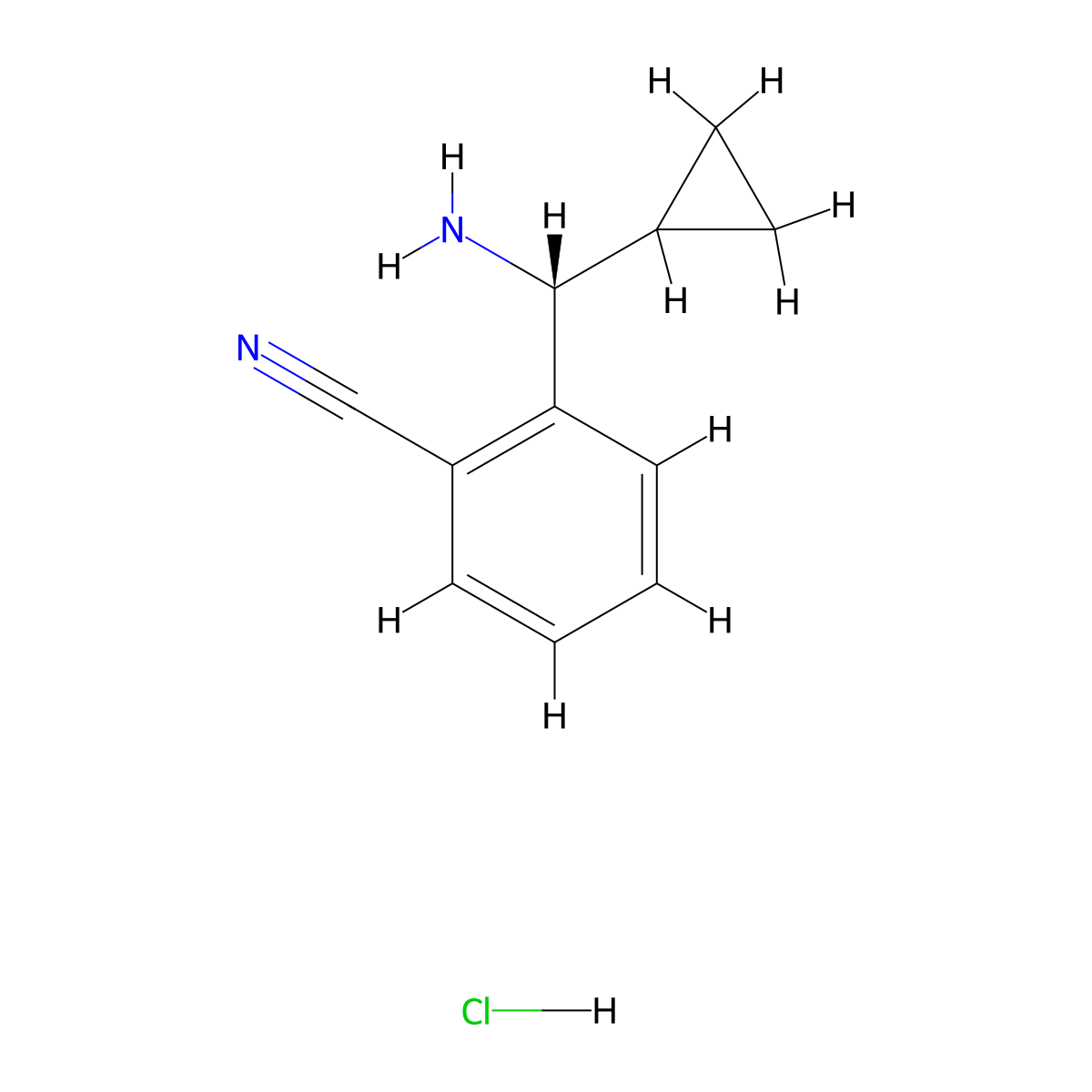 (R)-2-(Amino(cyclopropyl)methyl)benzonitrile hydrochloride molecular structure, CAS 1213004-19-3