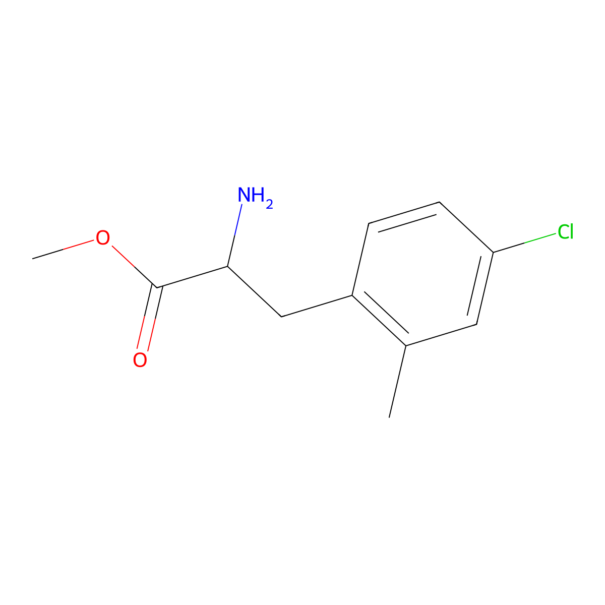 Methyl (S)-2-amino-3-(4-chloro-2-methylphenyl)propanoate molecular structure, CAS 1213006-26-8