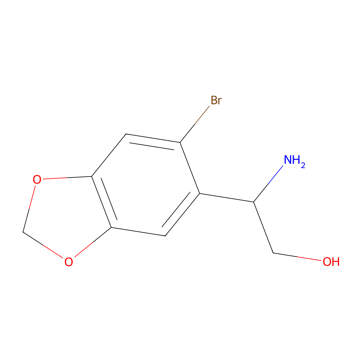 (2S)-2-amino-2-(6-bromo-1,3-dioxaindan-5-yl)ethan-1-ol molecular structure, CAS 1213012-48-6