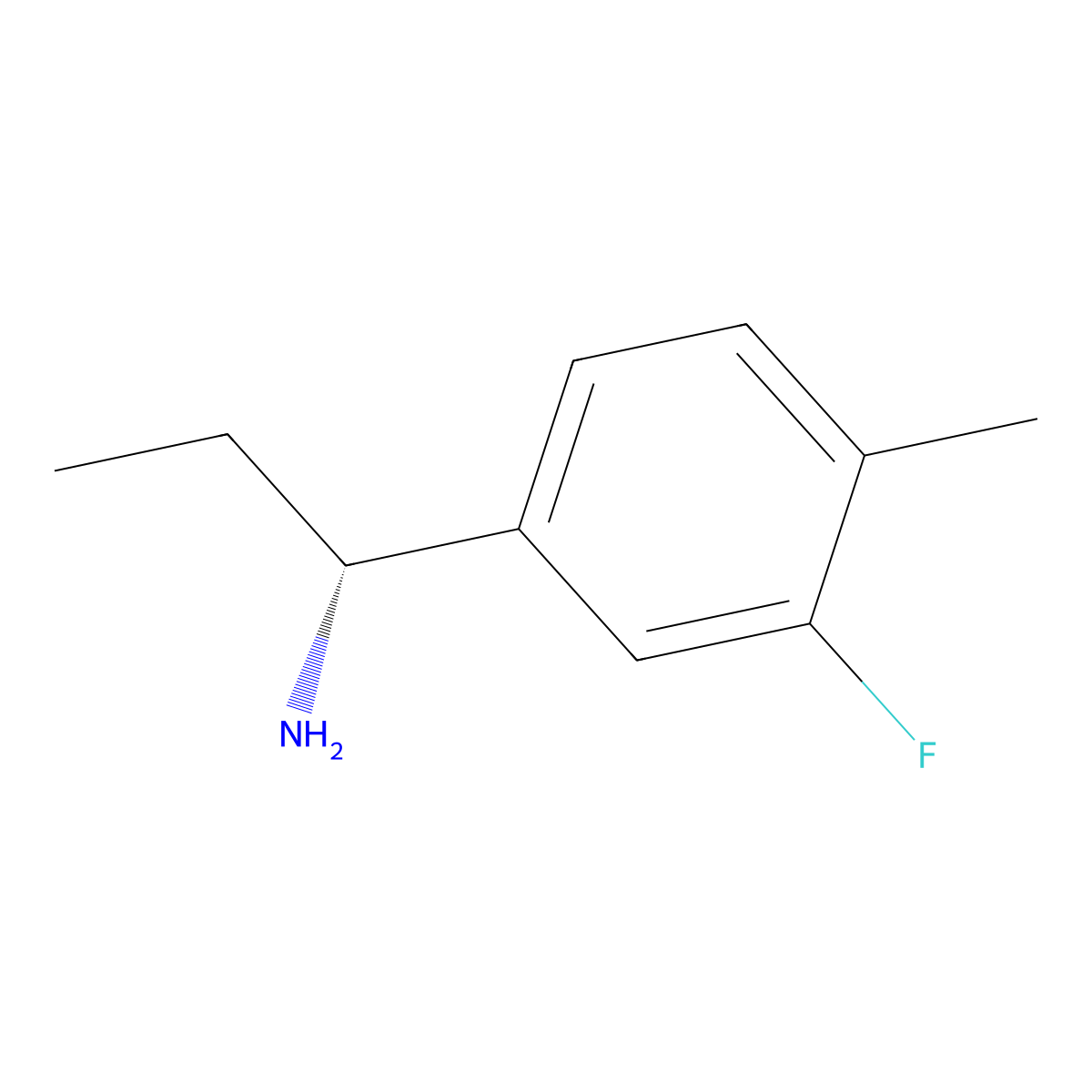 (1R)-1-(3-fluoro-4-methylphenyl)propan-1-amine molecular structure, CAS 1213012-56-6