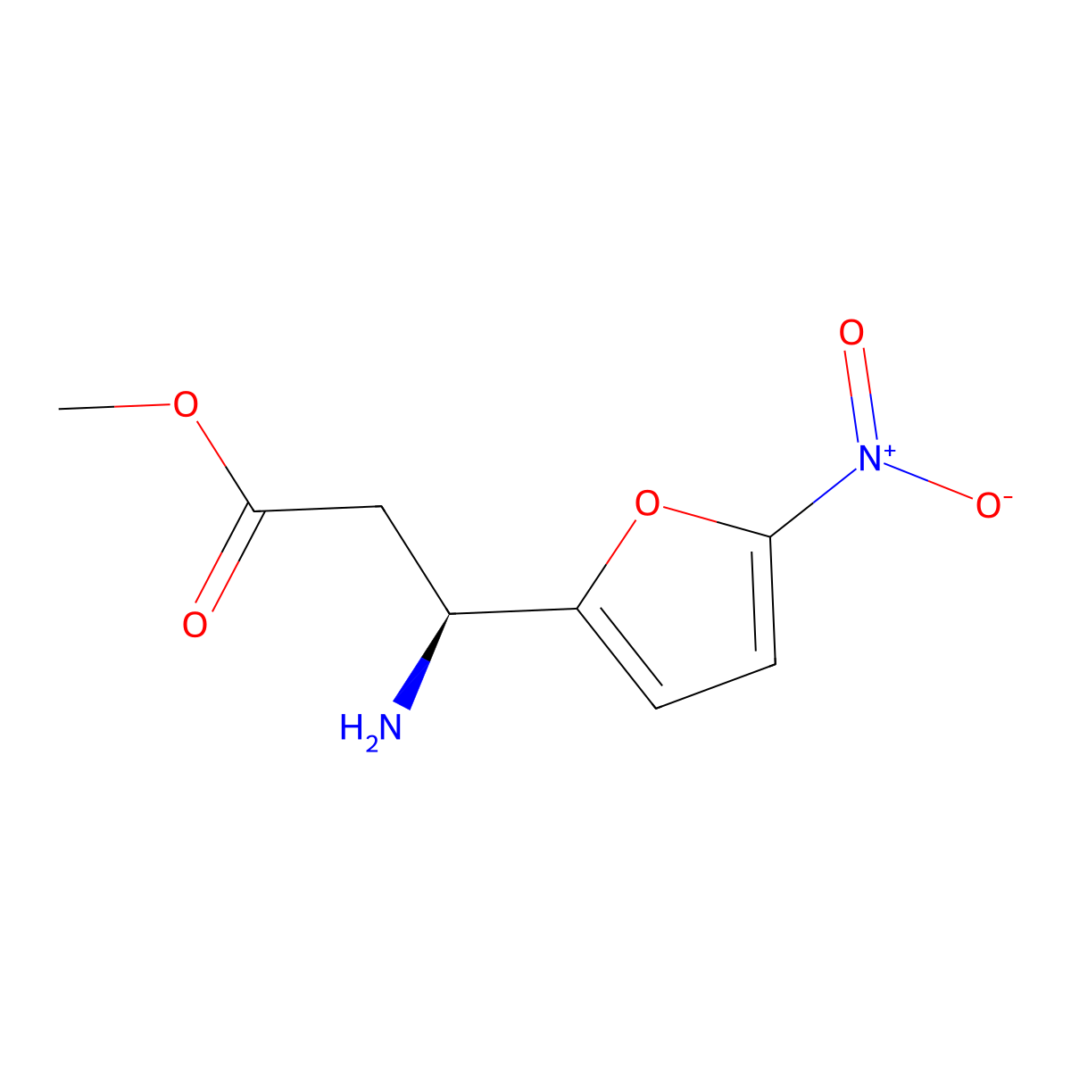 methyl (3S)-3-amino-3-(5-nitrofuran-2-yl)propanoate molecular structure, CAS 1213018-70-2