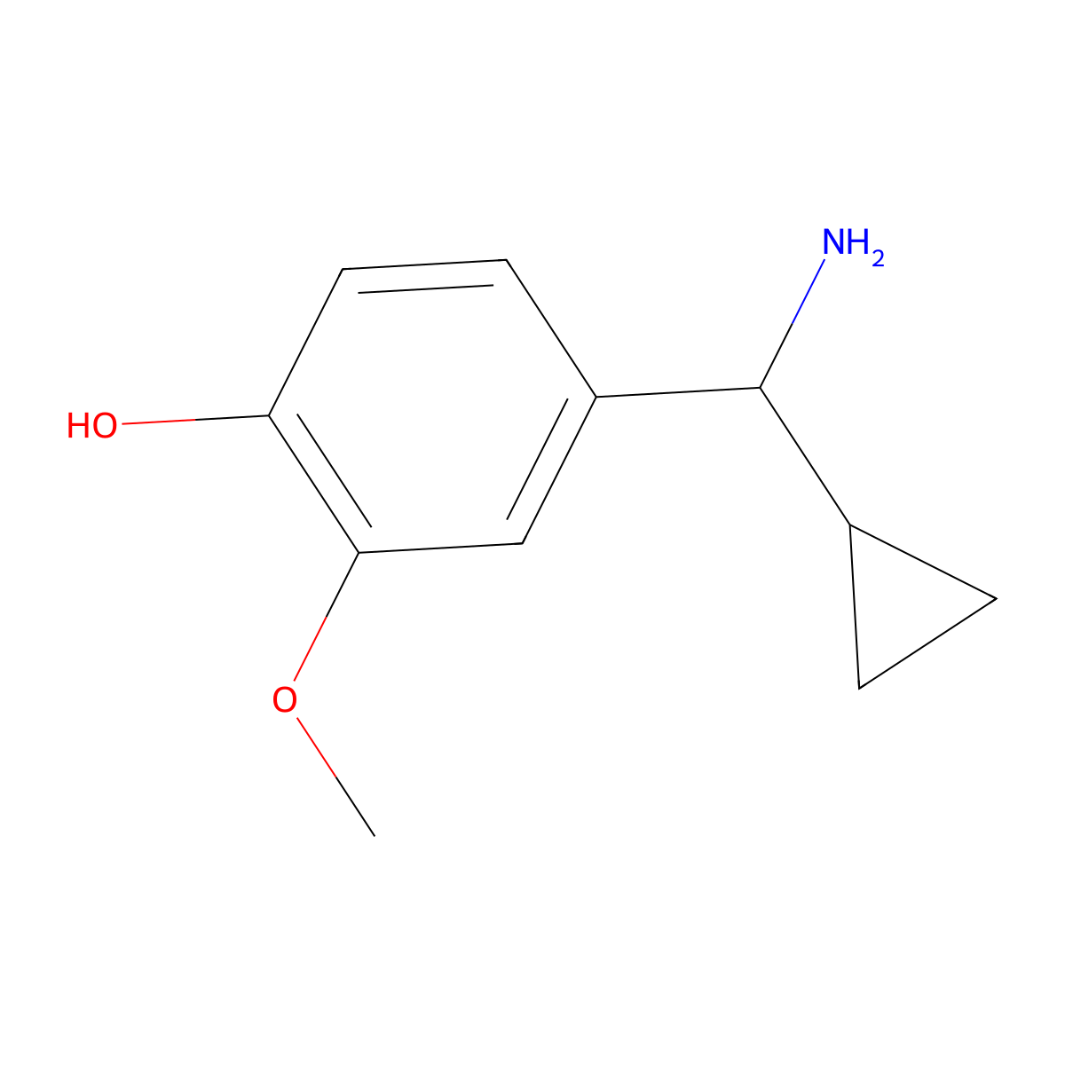 (R)-4-(Amino(cyclopropyl)methyl)-2-methoxyphenol molecular structure, CAS 1213023-30-3