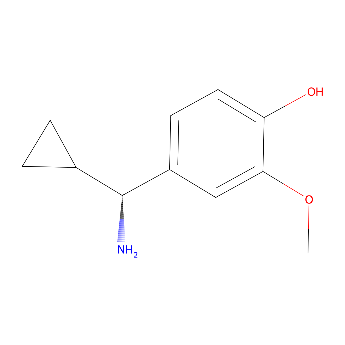 (R)-4-(Amino(cyclopropyl)methyl)-2-methoxyphenol molecular structure, CAS 1213023-30-3
