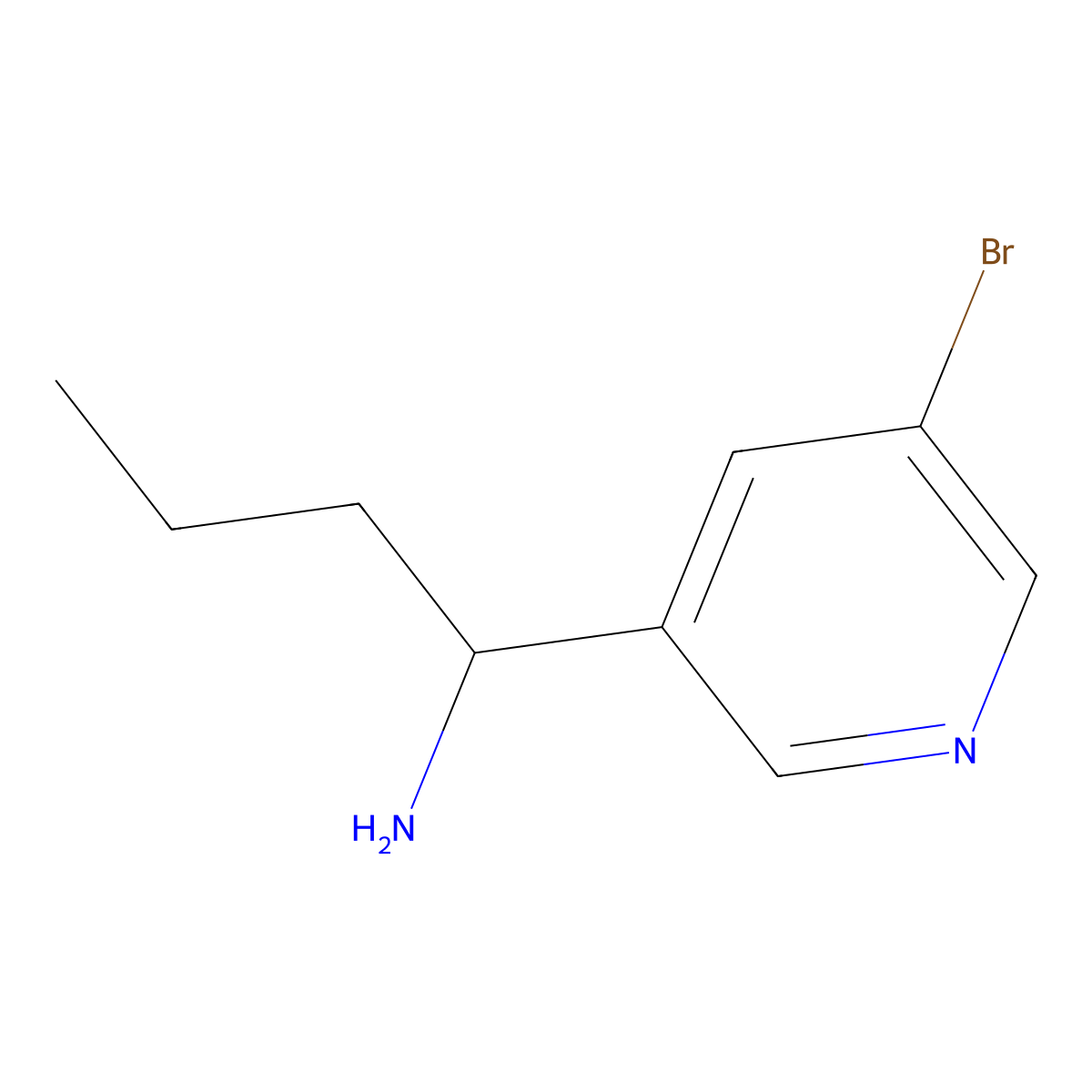(1R)-1-(5-bromopyridin-3-yl)butan-1-amine molecular structure, CAS 1213023-44-9