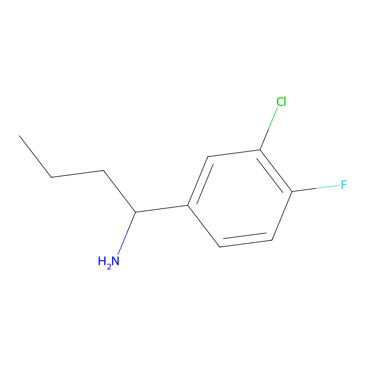 (R)-1-(3-Chloro-4-fluorophenyl)butan-1-amine molecular structure, CAS 1213024-37-3
