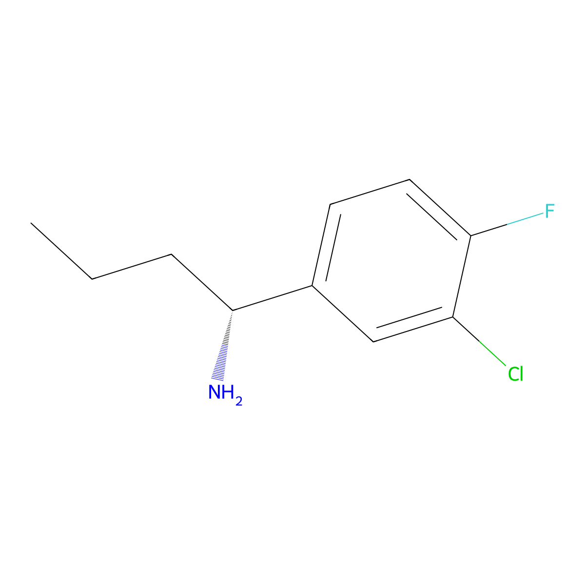 (R)-1-(3-Chloro-4-fluorophenyl)butan-1-amine molecular structure, CAS 1213024-37-3