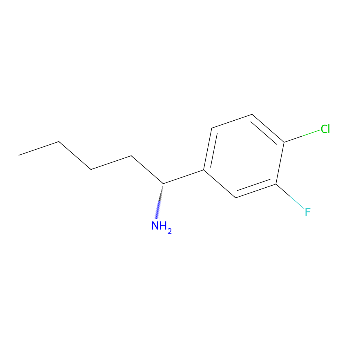 (R)-1-(4-Chloro-3-fluorophenyl)pentan-1-amine molecular structure, CAS 1213027-89-4