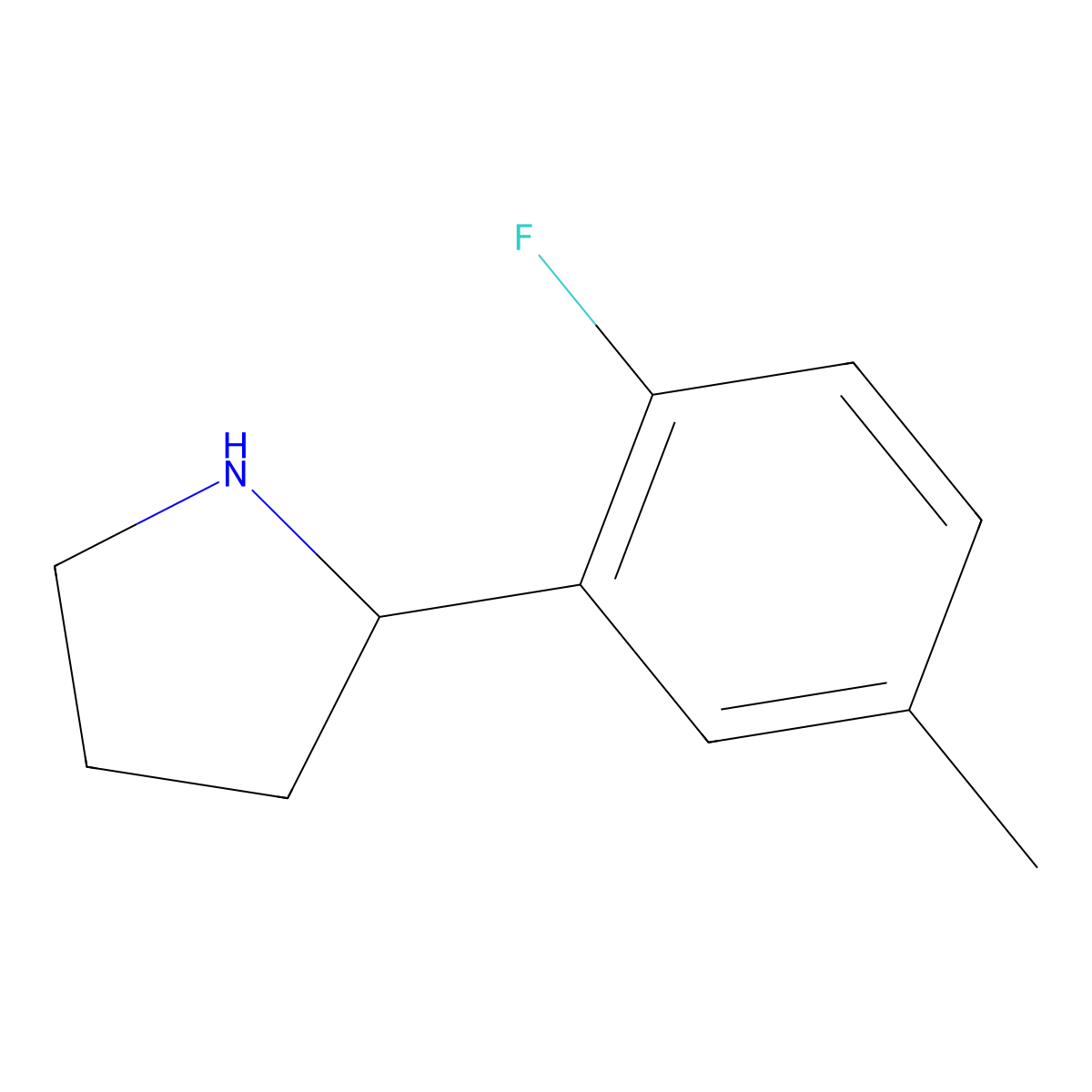 (R)-2-(2-Fluoro-5-methylphenyl)pyrrolidine molecular structure, CAS 1213028-43-3
