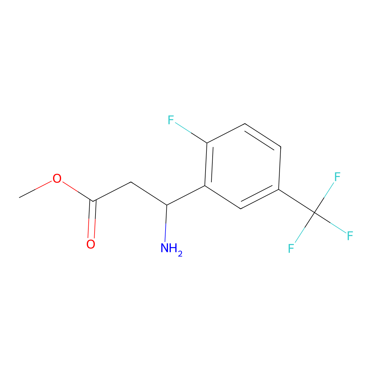 methyl (3S)-3-amino-3-[2-fluoro-5-(trifluoromethyl)phenyl]propanoate molecular structure, CAS 1213029-40-3