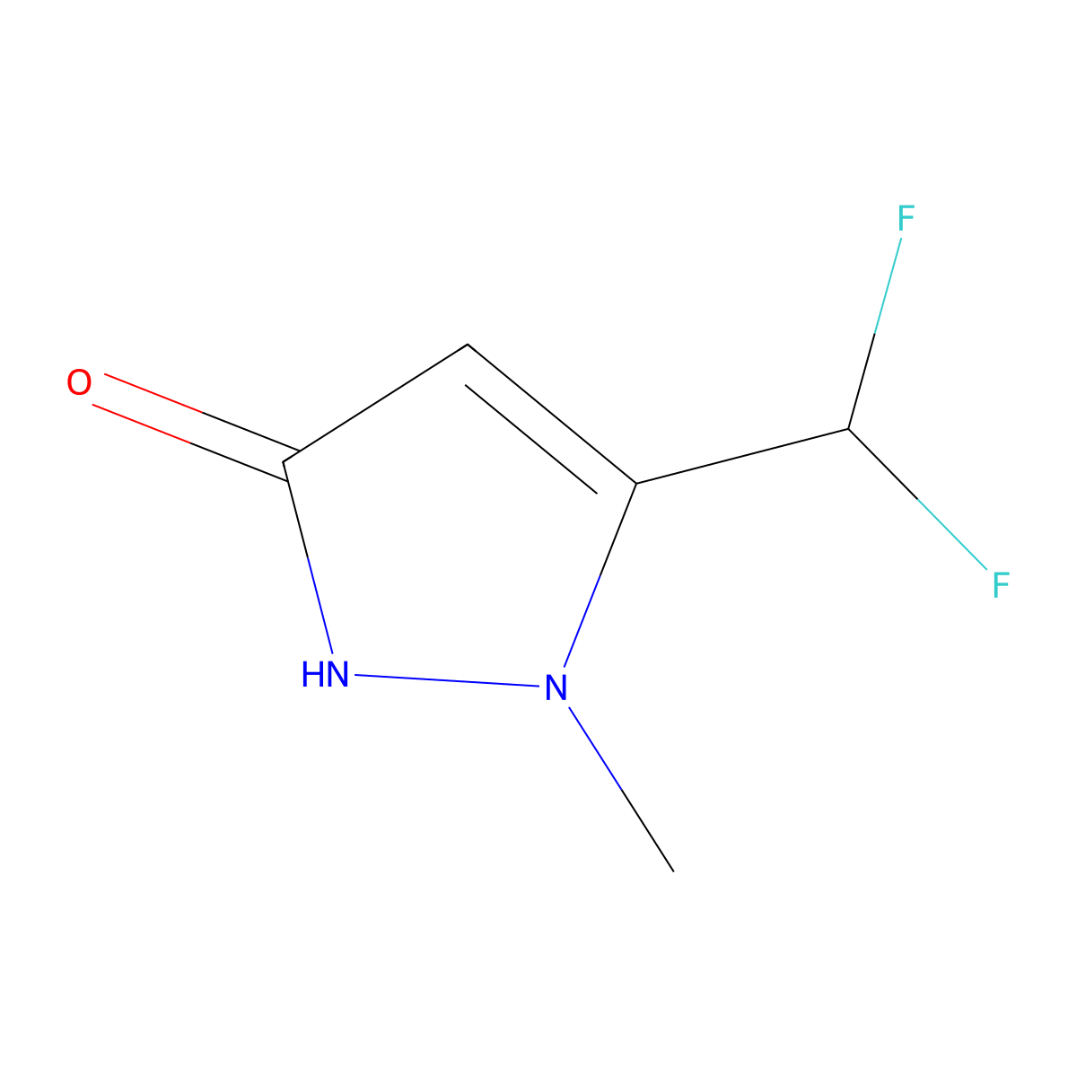 5-(difluoromethyl)-1-methyl-1H-pyrazol-3-ol molecular structure, CAS 121303-75-1