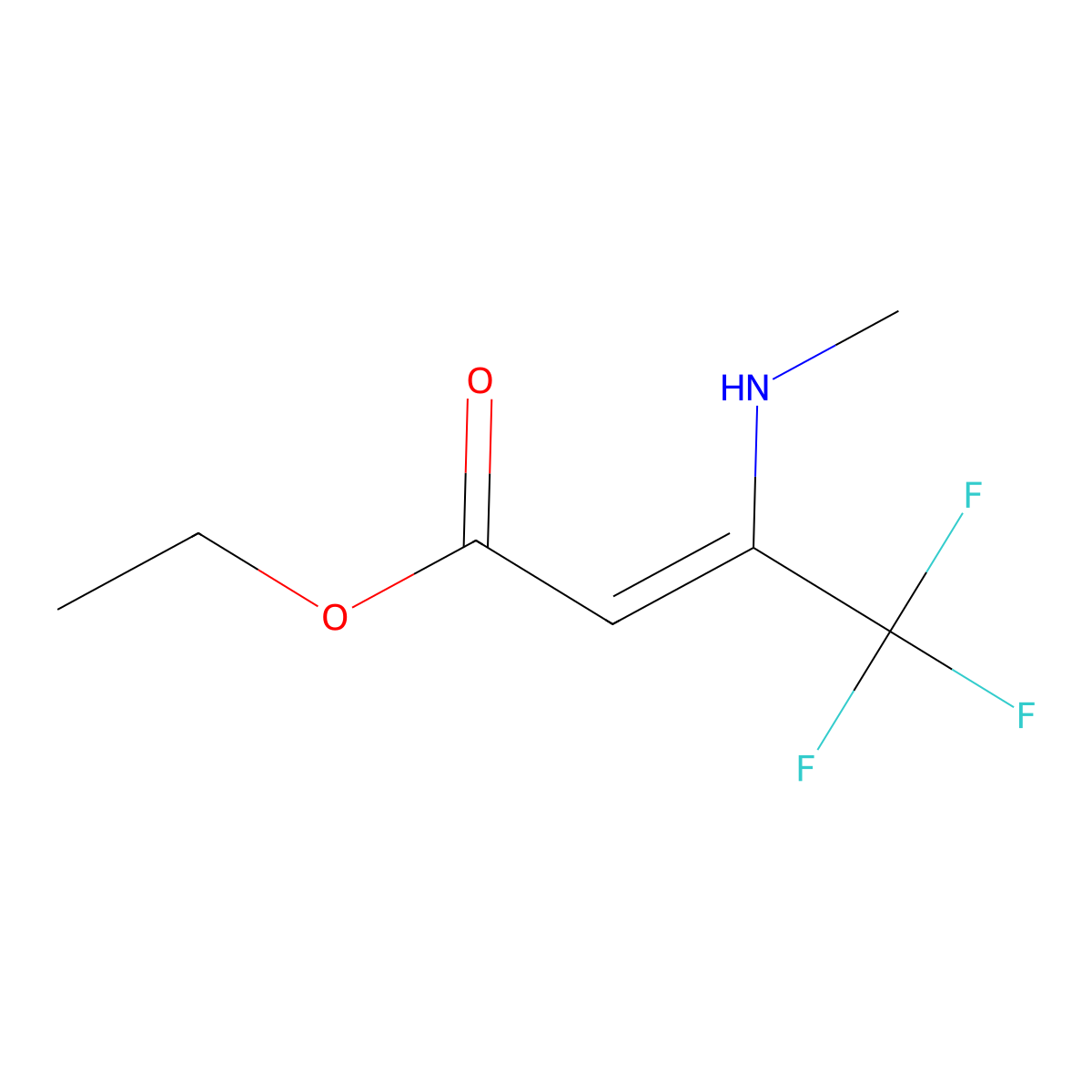 2-Butenoic acid, 4,4,4-trifluoro-3-(methylamino)-, ethyl ester molecular structure, CAS 121303-76-2