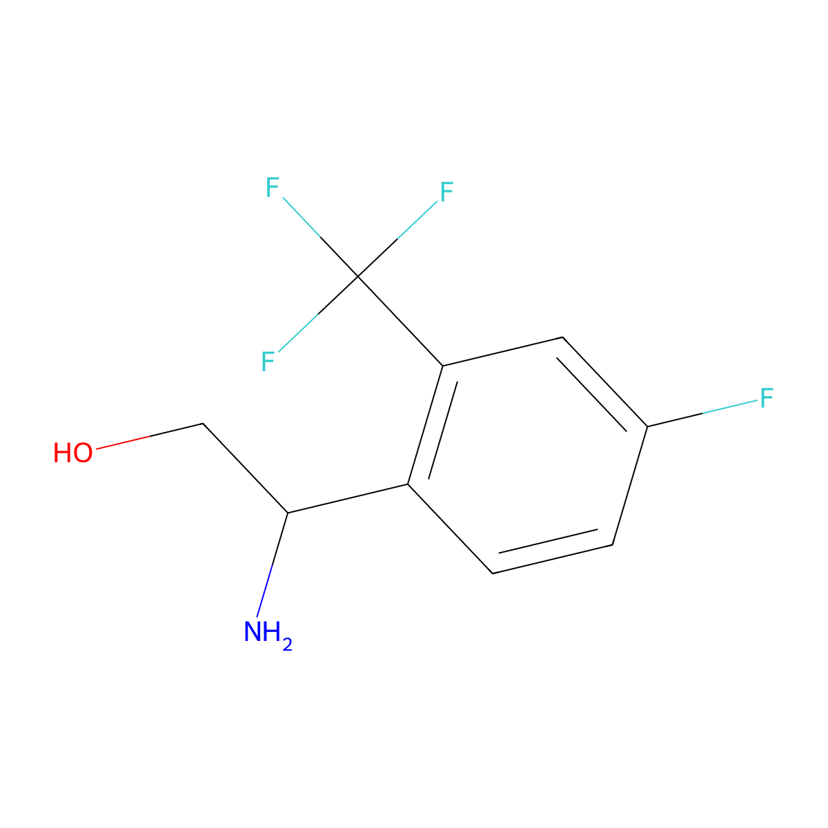 (R)-2-Amino-2-(4-fluoro-2-(trifluoromethyl)phenyl)ethan-1-ol molecular structure, CAS 1213030-86-4