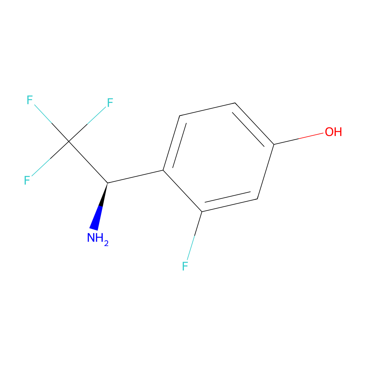(R)-4-(1-amino-2,2,2-trifluoroethyl)-3-fluorophenol molecular structure, CAS 1213031-38-9