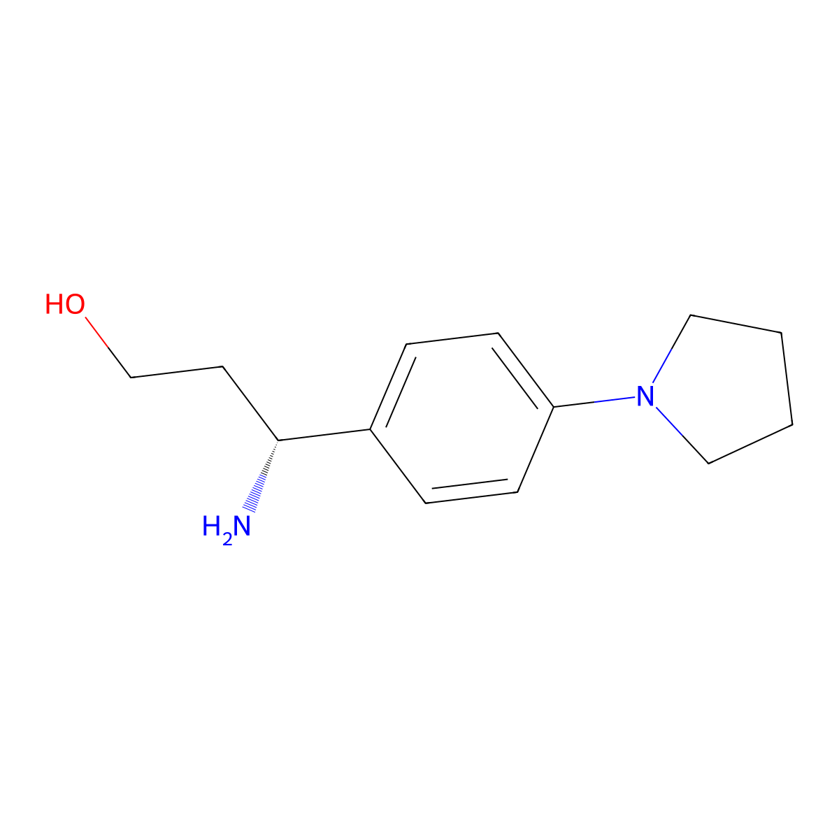 (3R)-3-Amino-3-(4-pyrrolidinylphenyl)propan-1-OL molecular structure, CAS 1213032-86-0
