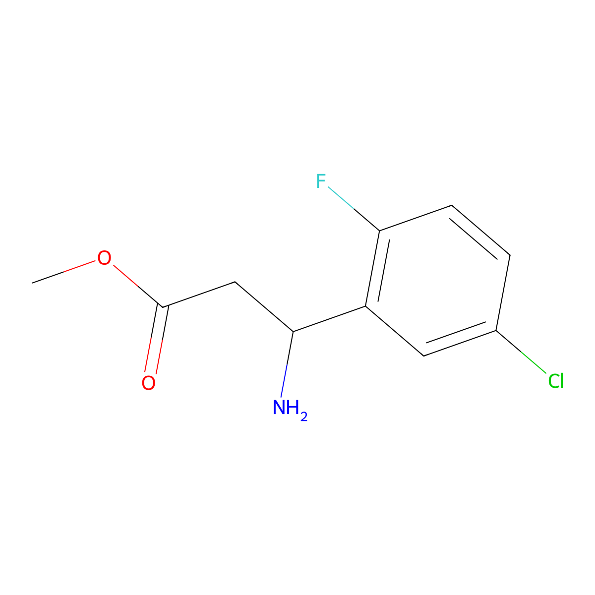 methyl (3S)-3-amino-3-(5-chloro-2-fluorophenyl)propanoate molecular structure, CAS 1213033-37-4