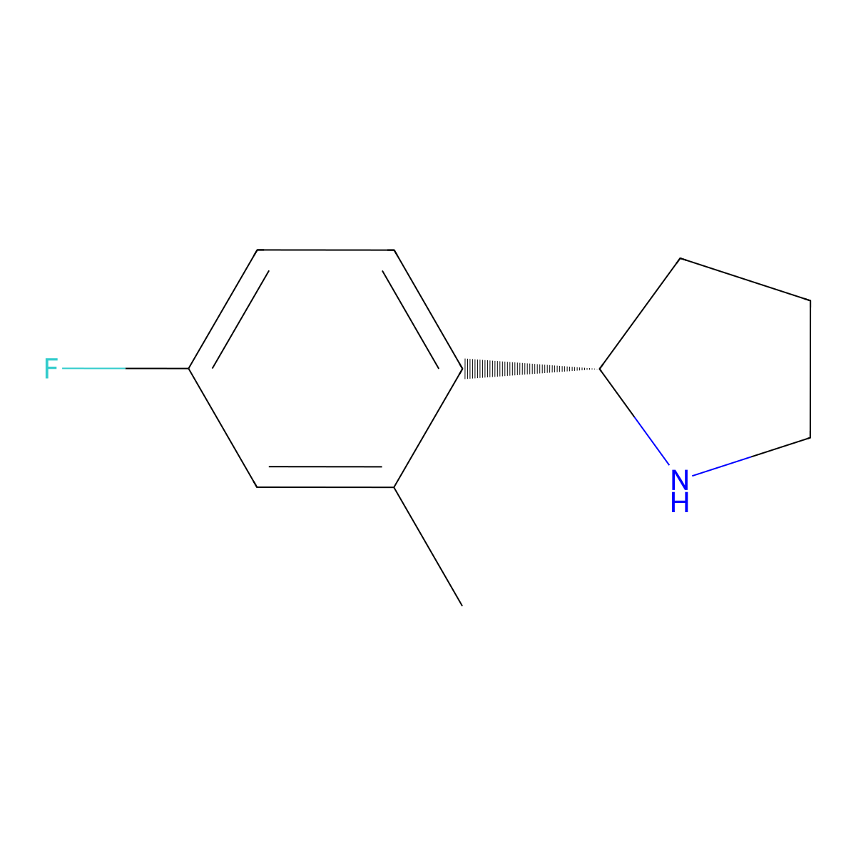 (S)-2-(4-Fluoro-2-methylphenyl)pyrrolidine molecular structure, CAS 1213036-86-2