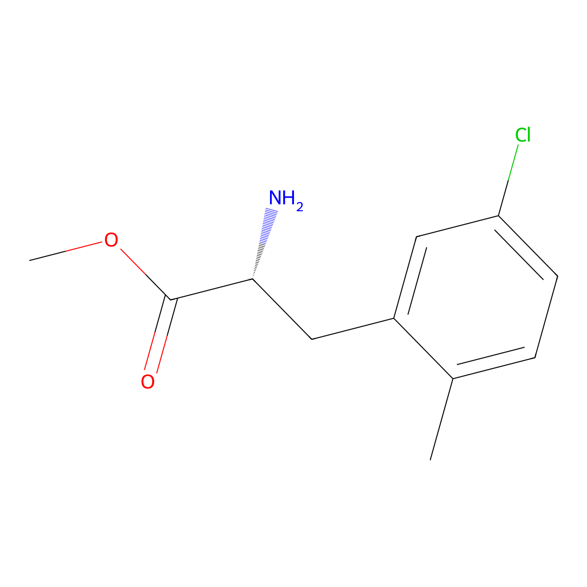 Methyl (R)-2-amino-3-(5-chloro-2-methylphenyl)propanoate molecular structure, CAS 1213040-05-1