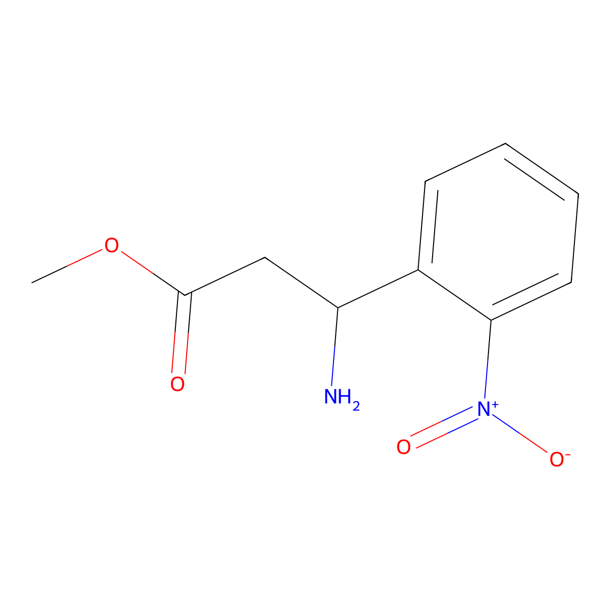 methyl (3S)-3-amino-3-(2-nitrophenyl)propanoate molecular structure, CAS 1213041-49-6